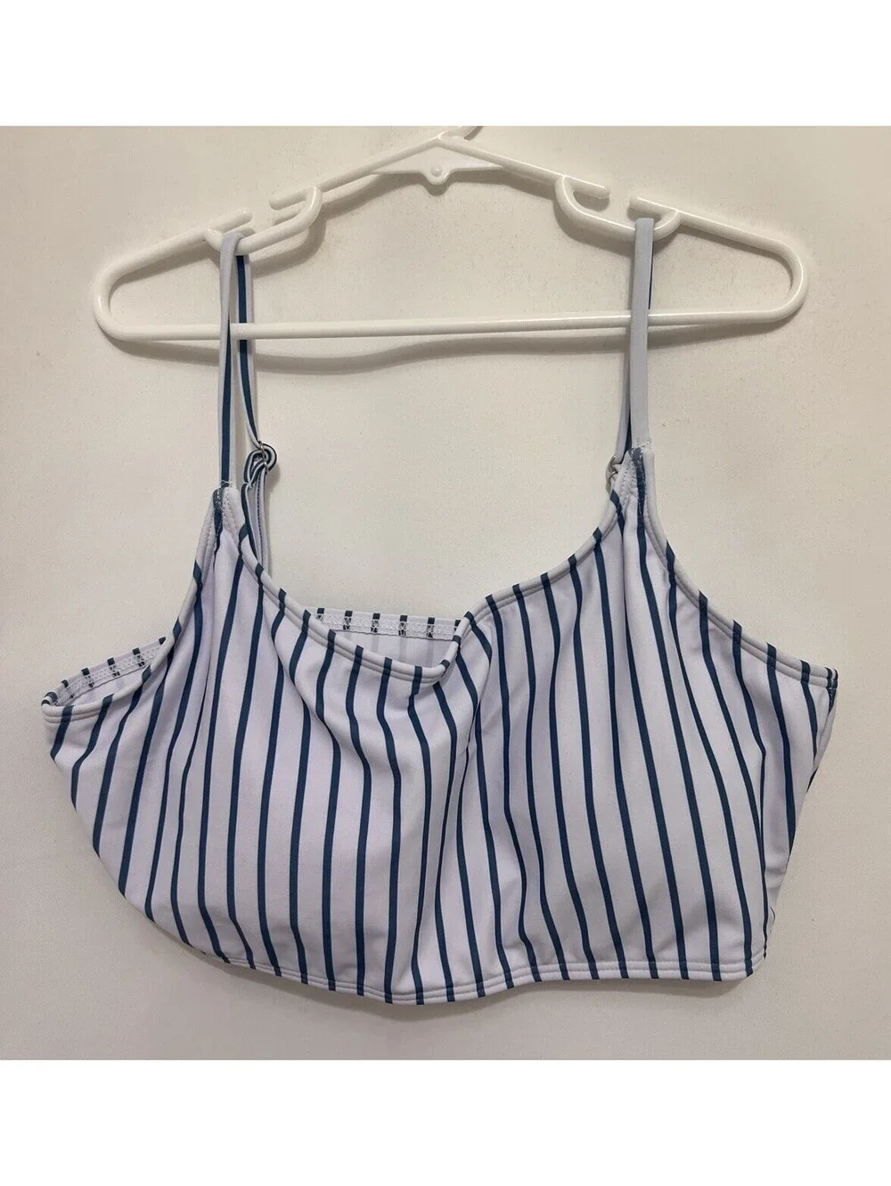 Teen Girls 2 Piece Bikini Swimsuit Blue White Striped Crop Top Bottoms